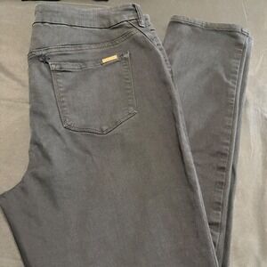 Chicos So Slimming Black Straight Leg Pants Womens Size 12 Stretch Faux Pockets